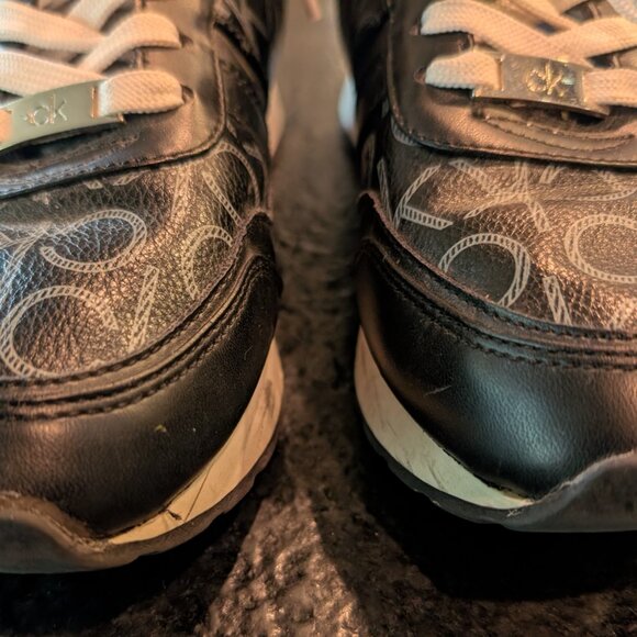 Calvin Klein Clery Espresso Leather Logo Sneakers Size Women's Size 9 - Picture 5 of 9